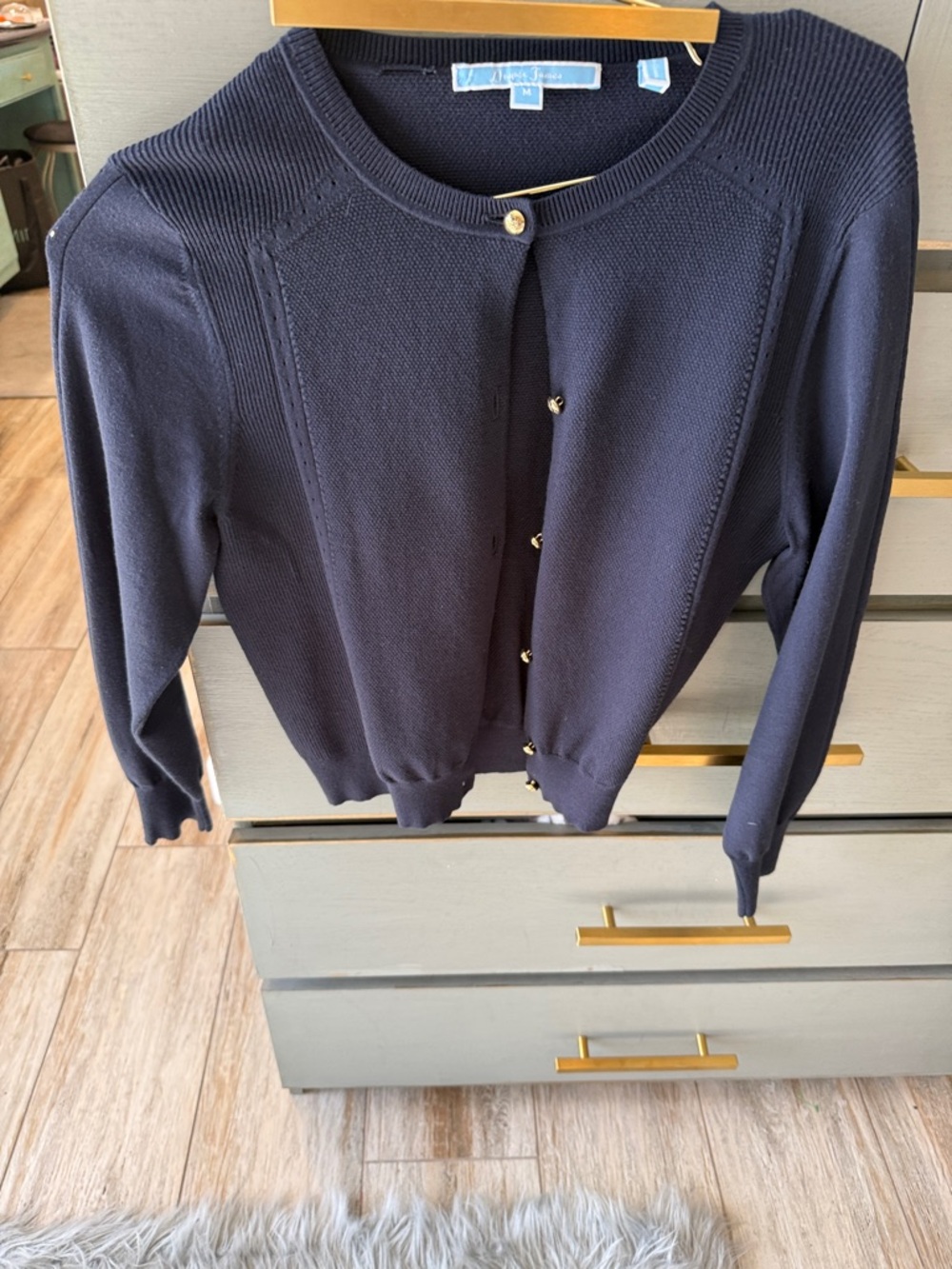 Draper James Navy Cardigan with Gold Buttons